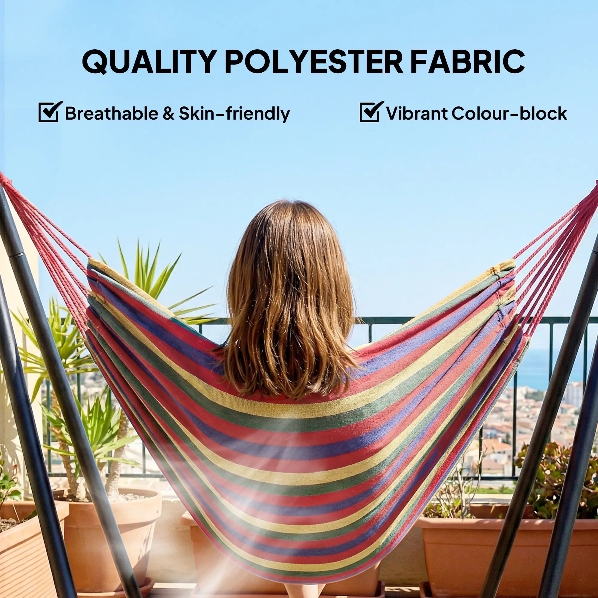 Patio Hammock With Stand, Fabric Outdoor Bed, Multi-Colored Hammocks with Stand at Gallery Canada
