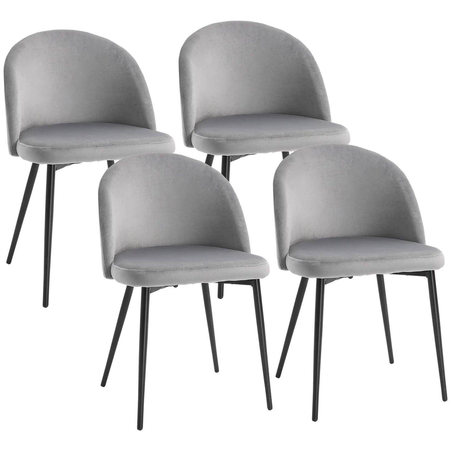 Modern Dining Chairs, Set of 4, Mid-Back Velvet Upholstery, Grey Dining Chairs Grey at Gallery Canada