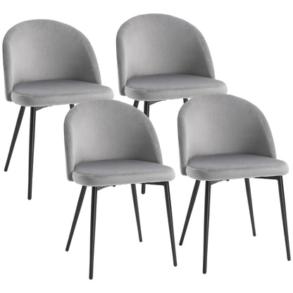 Modern Dining Chairs, Set of 4, Mid-Back Velvet Upholstery, Grey Dining Chairs Grey at Gallery Canada
