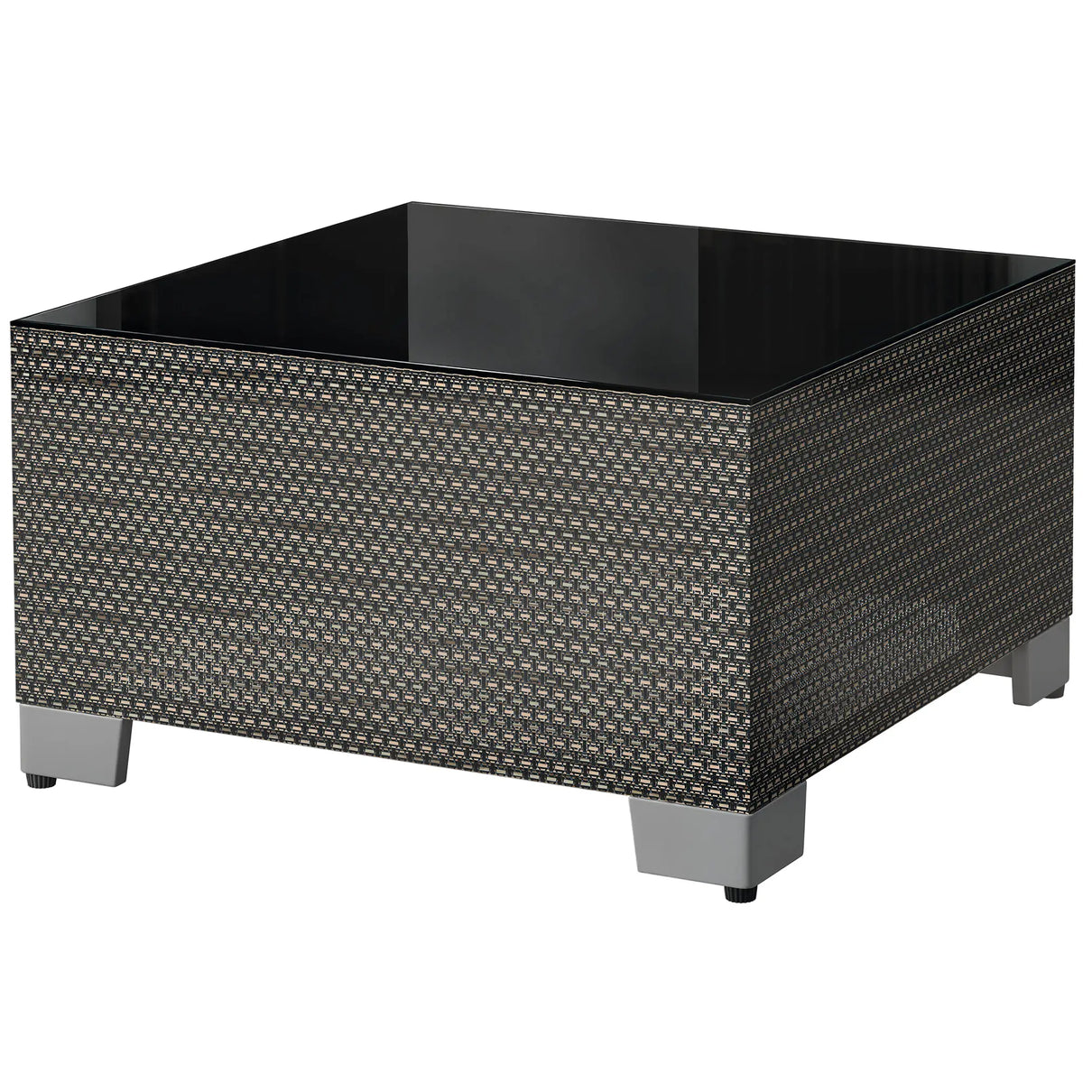 21.7" Square Patio Table, Tempered Glass Top, Black Patio Side Tables Black at Gallery Canada