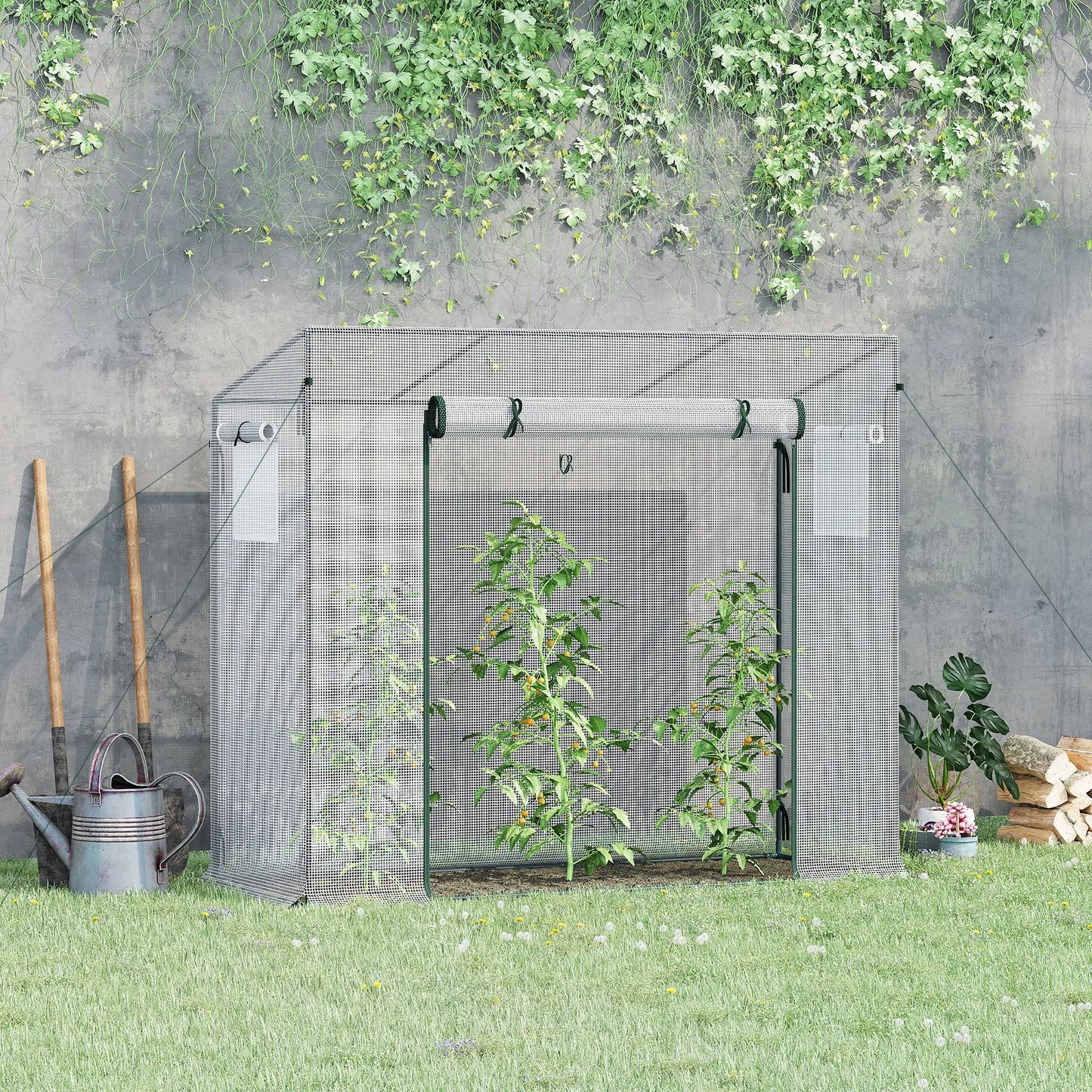 6.6' x 2.5' x 5.5' Walk-In Greenhouse, Steel Frame, White Walk In Greenhouses at Gallery Canada