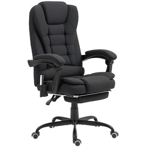 7-Point Vibrating Massage Chair, Reclining Office Chair with Footrest, Black