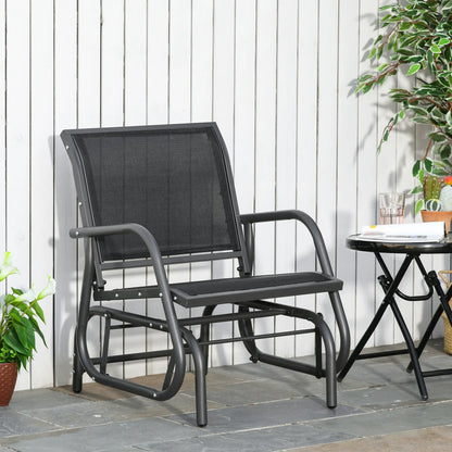 Patio Glider, Breathable Mesh Seat, Metal Frame, Black Outdoor Gliders at Gallery Canada