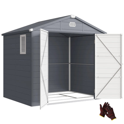 8' x 6' Plastic Garden Storage Shed, Latch Door, Vents, Dark Grey Sheds at Gallery Canada
