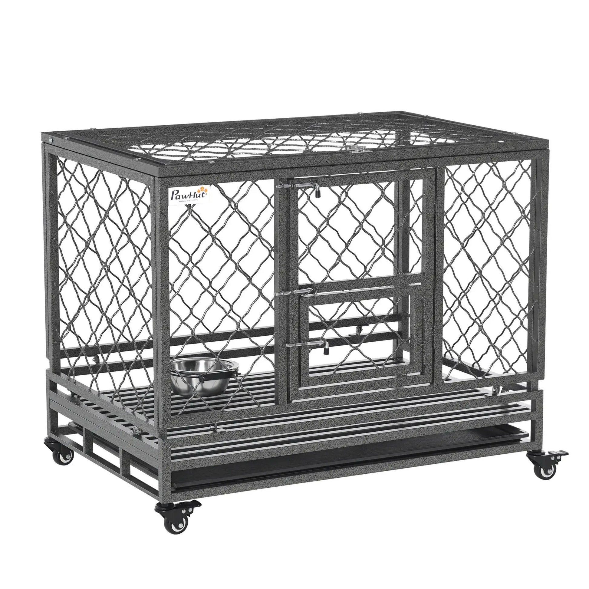 Heavy Duty Dog Crate With Wheels, Openable Top, Removable Tray, 36.4" x 24.4" x 31.1" Houses, Kennels & Pens at Gallery Canada