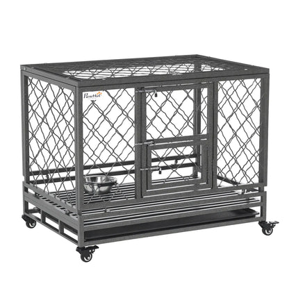 Heavy Duty Dog Crate With Wheels, Openable Top, Removable Tray, 36.4" x 24.4" x 31.1" Houses, Kennels & Pens at Gallery Canada