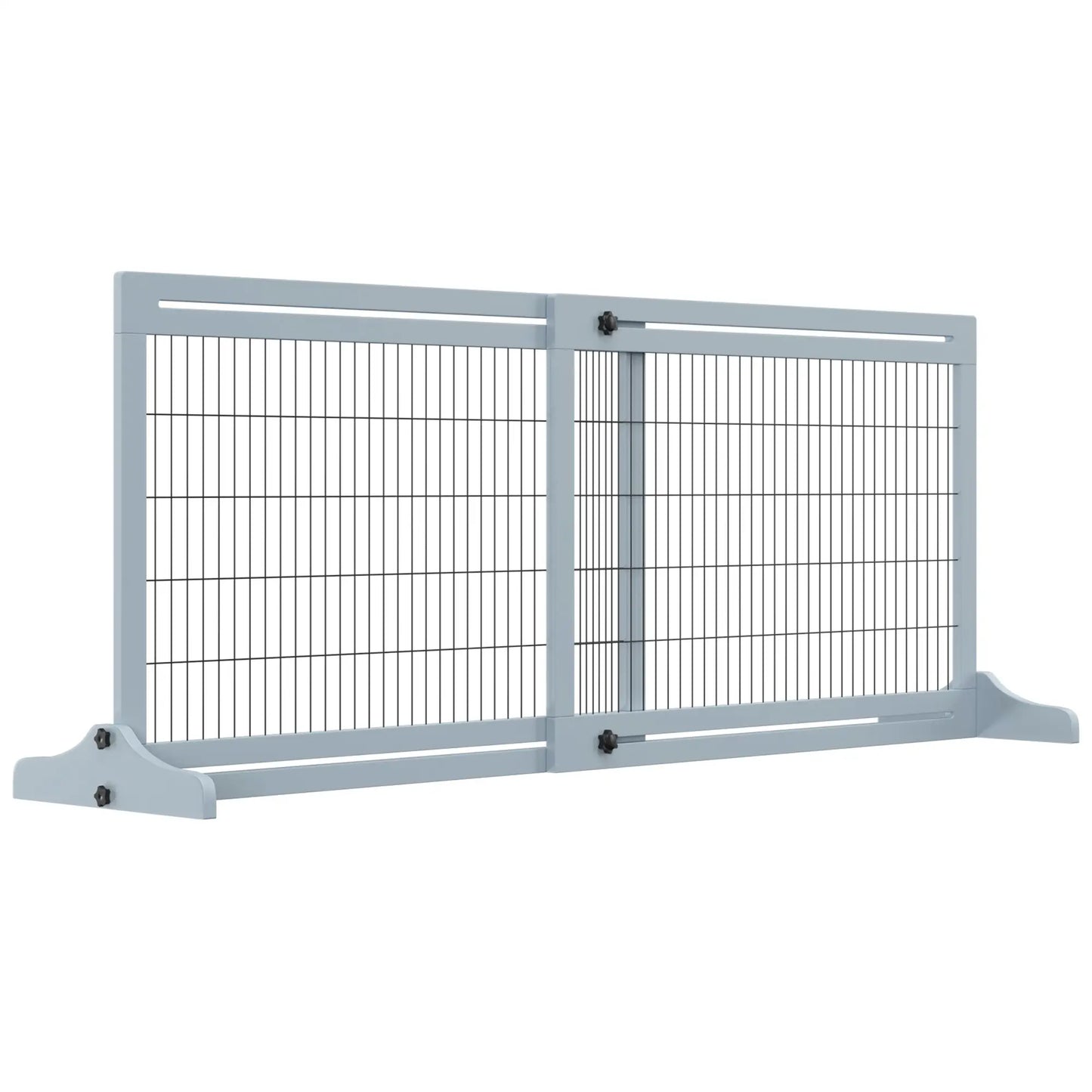 41"-72" Wooden Pet Gate, Support Feet, Small Medium Dogs, Grey-Blue Houses, Kennels & Pens at Gallery Canada