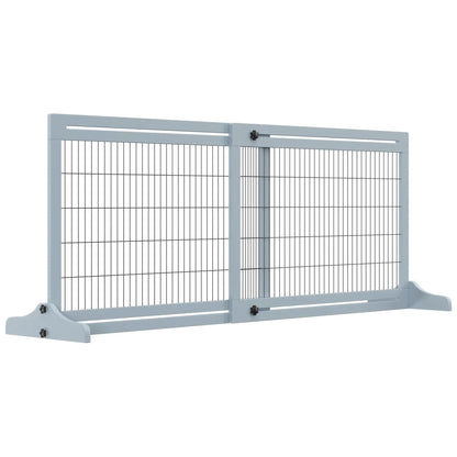 41"-72" Wooden Pet Gate, Support Feet, Small Medium Dogs, Grey-Blue Houses, Kennels & Pens at Gallery Canada