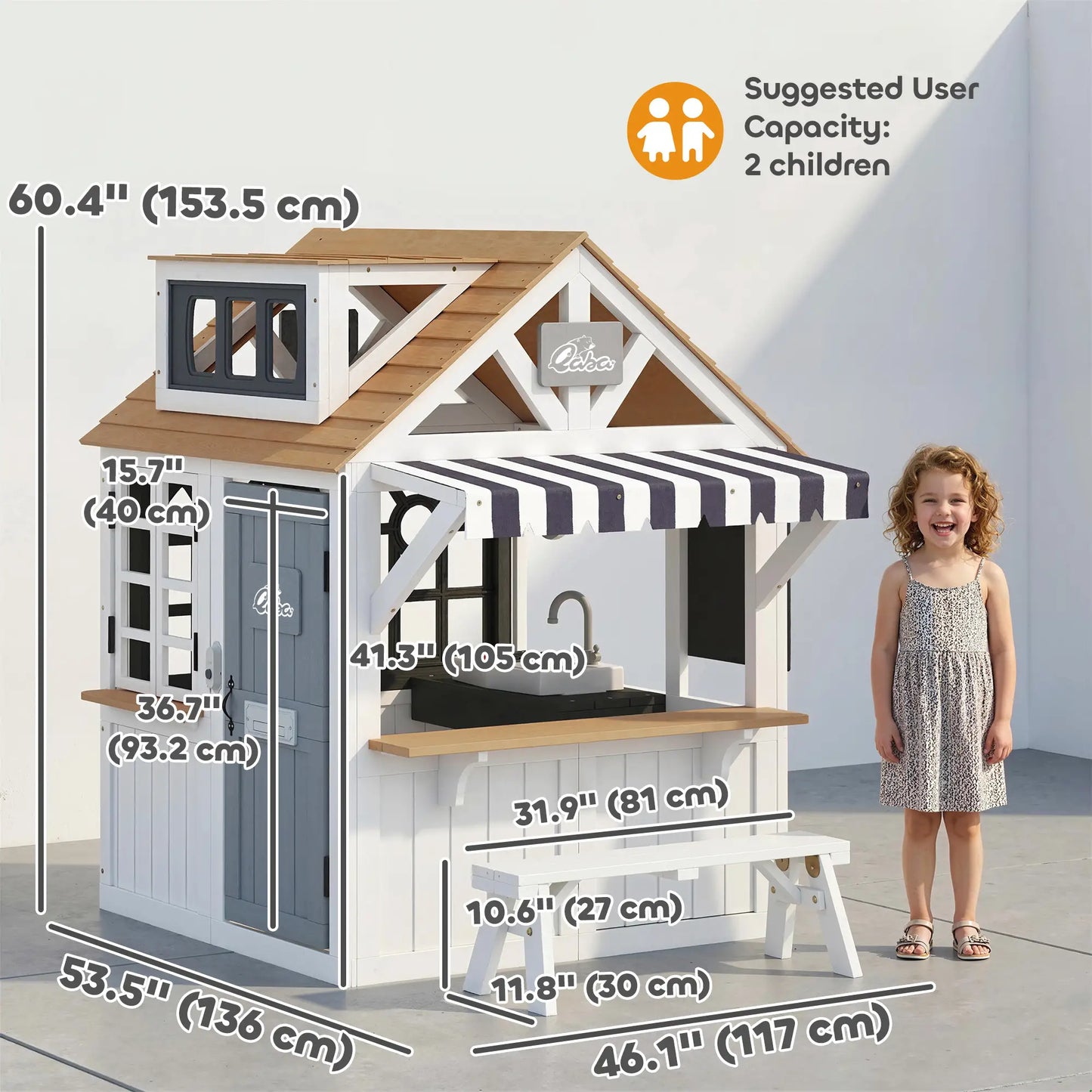 Wooden Kids Playhouse With Dog Door, Cookware, Blackboard, Bench, Doorbell Play Houses at Gallery Canada