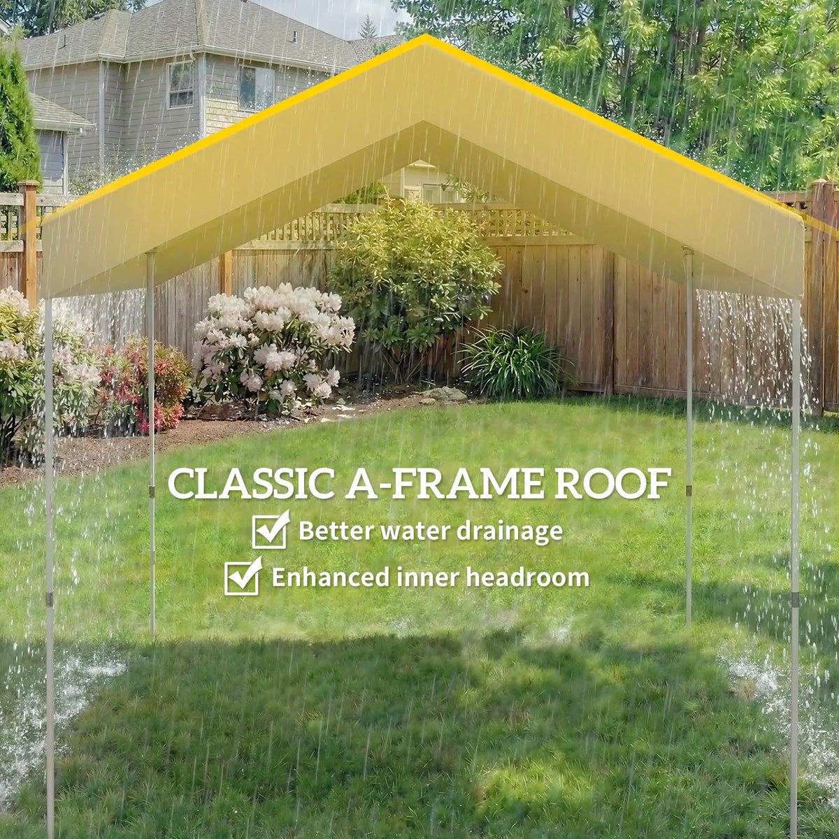 8 x 8 ft Pop Up Canopy Tent, UPF 50+ A-Frame Outdoor Instant Canopy, Beige Pop Up Canopies at Gallery Canada