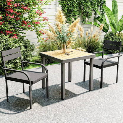 2 Outdoor Dining Chairs, Aluminum Frame, Soft Cushion, Grey Bistro Sets at Gallery Canada