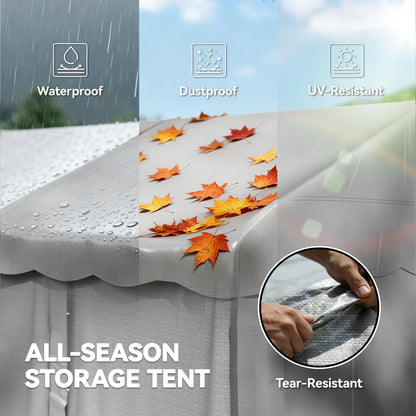 Portable Shed, 13' x 10', Roll-up Zipper Door, Removable Sidewalls, Light Grey Portable Shed at Gallery Canada