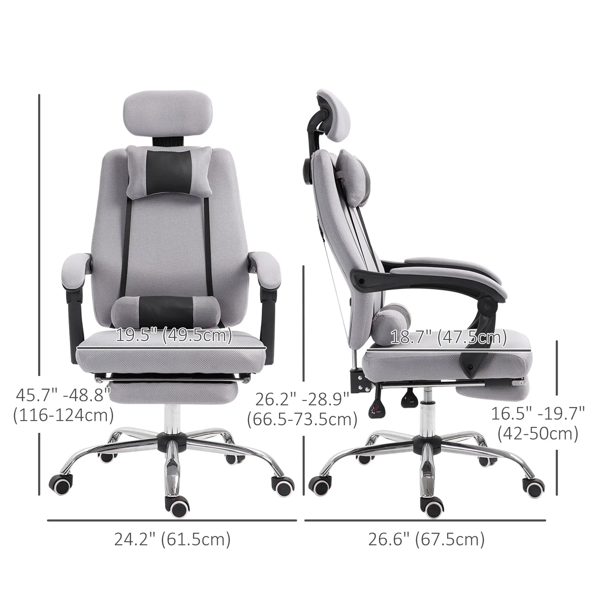 Ergonomic High Back Office Chair, Footrest, Lumbar Support, Grey Executive & Manager Chairs at Gallery Canada