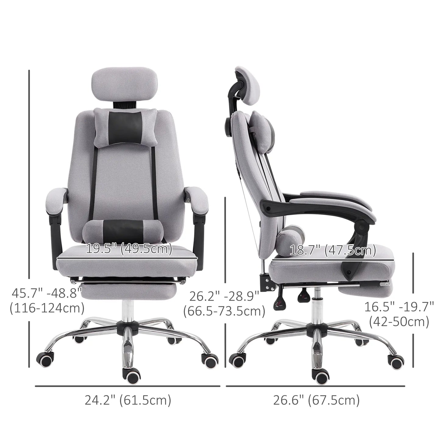 Ergonomic High Back Office Chair, Footrest, Lumbar Support, Grey Executive & Manager Chairs at Gallery Canada