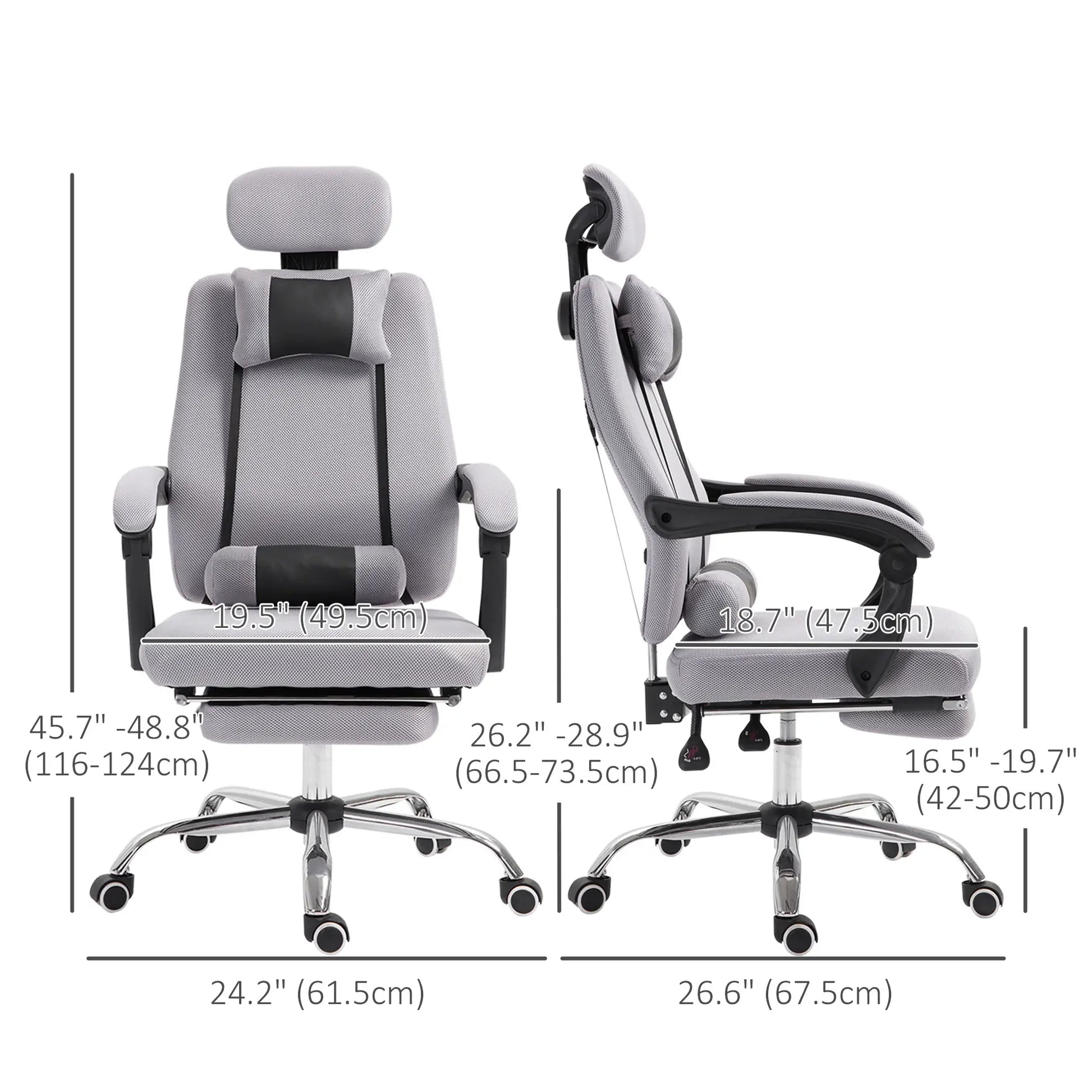 Ergonomic High Back Office Chair, Footrest, Lumbar Support, Grey Executive & Manager Chairs at Gallery Canada