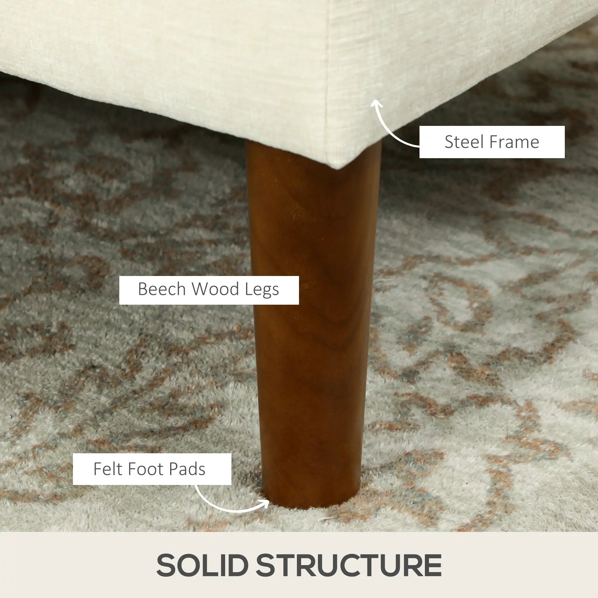 L Shape Sofa, Modern Sectional Couch, Changeable Chaise, Wooden Legs, Cream 3-Seater Sofas at Gallery Canada