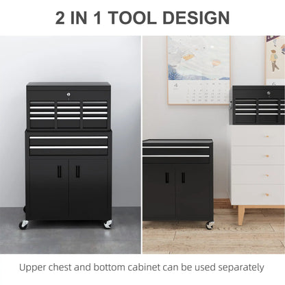 6-Drawer Rolling Tool Chest, Lockable Storage Cabinet with Hooks, Black Tool Organizers at Gallery Canada
