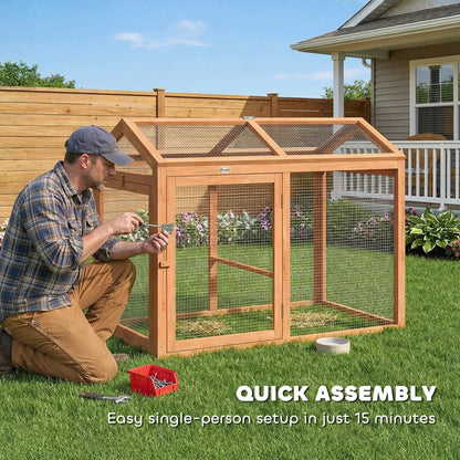 Wooden Chicken Run, Outdoor Coop With Perch, Dual Doors, Hen House Rabbit Hutch Chicken Coops at Gallery Canada