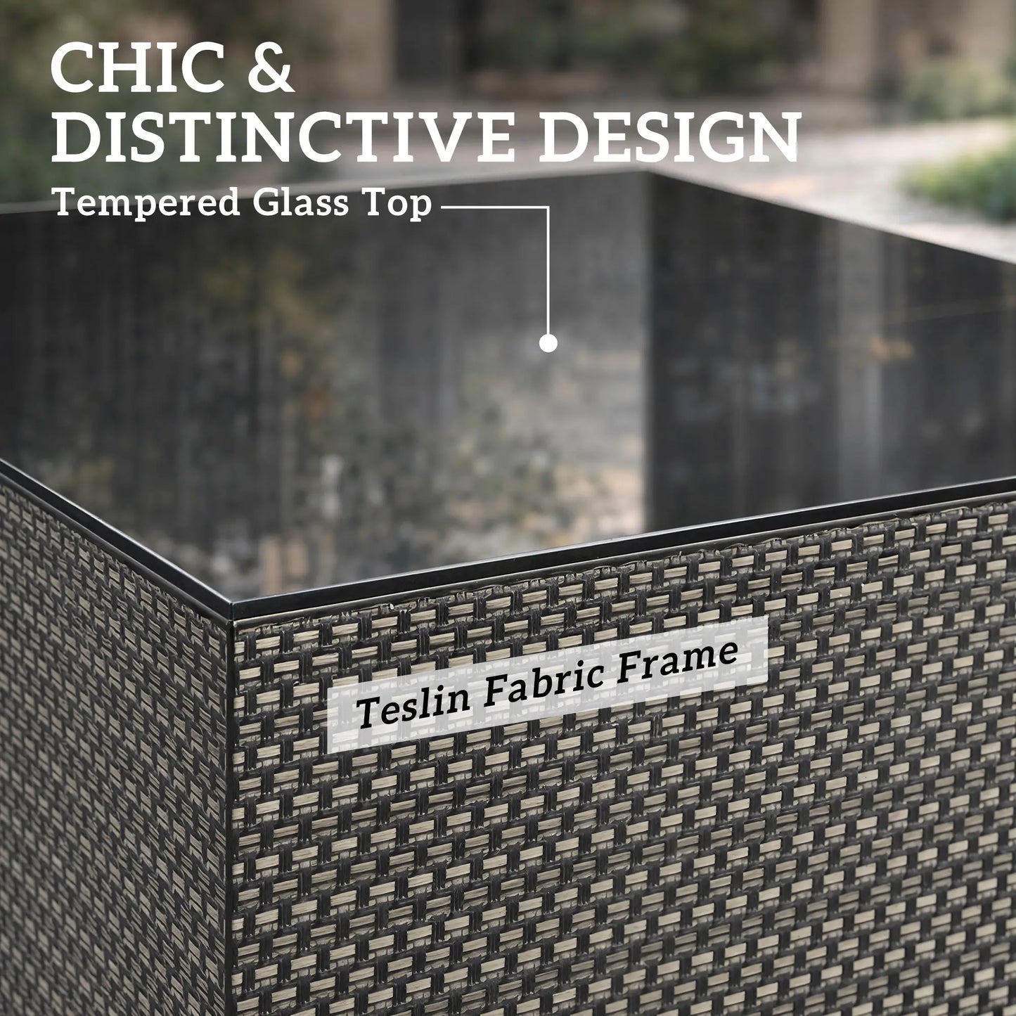 21.7" Square Patio Table, Tempered Glass Top, Black Patio Side Tables at Gallery Canada