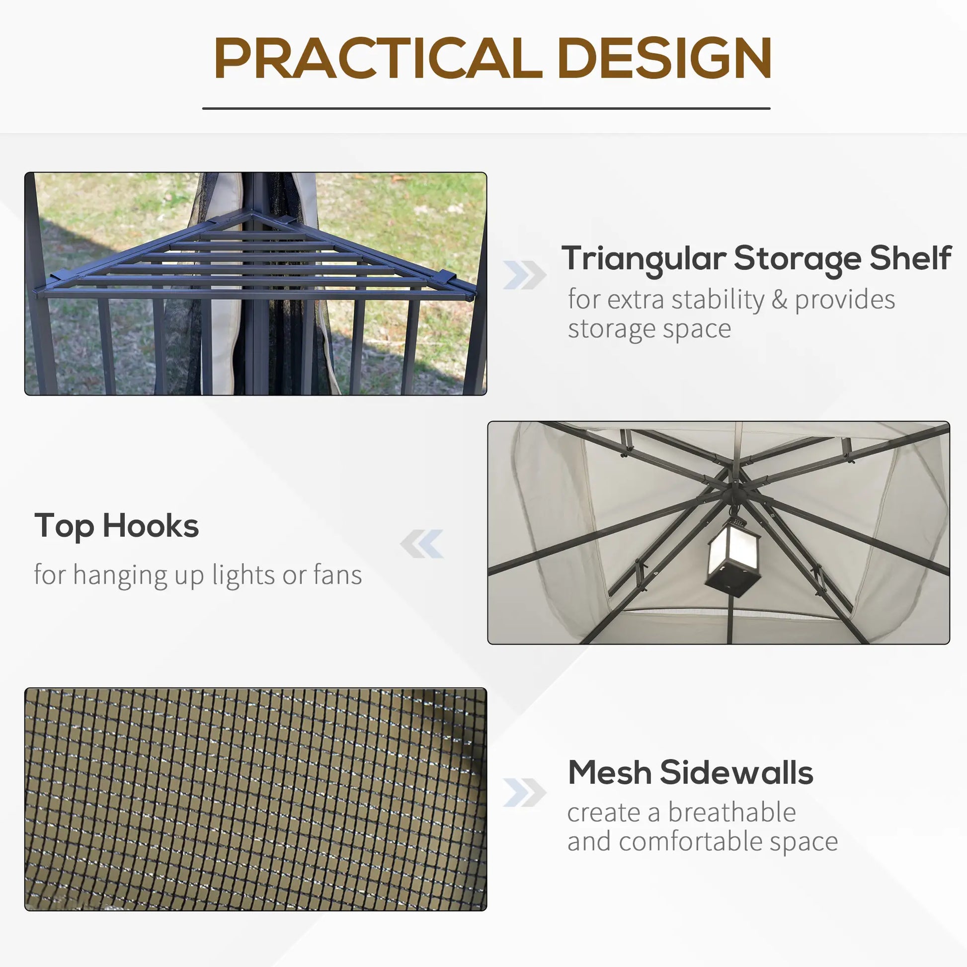 10'x10' Soft-Top Gazebo, Double Tier Roof, Mesh Curtains, Beige Gazebos at Gallery Canada