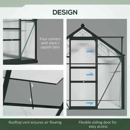 Greenhouse Kit, PC Board with Sliding Door, 6.2' x 6.3' x 6.6', Grey Walk In Greenhouses at Gallery Canada