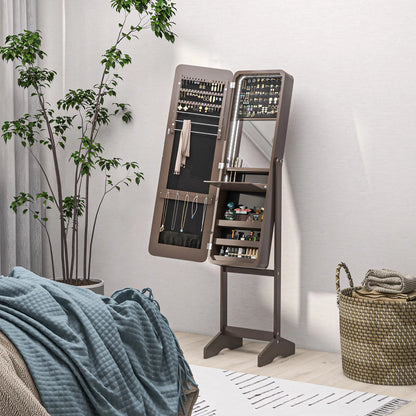 Standing Jewelry Cabinet with LED, Adjustable Mirror, Brown Jewelry Armoire & Jewellery Mirror Cabinets at Gallery Canada
