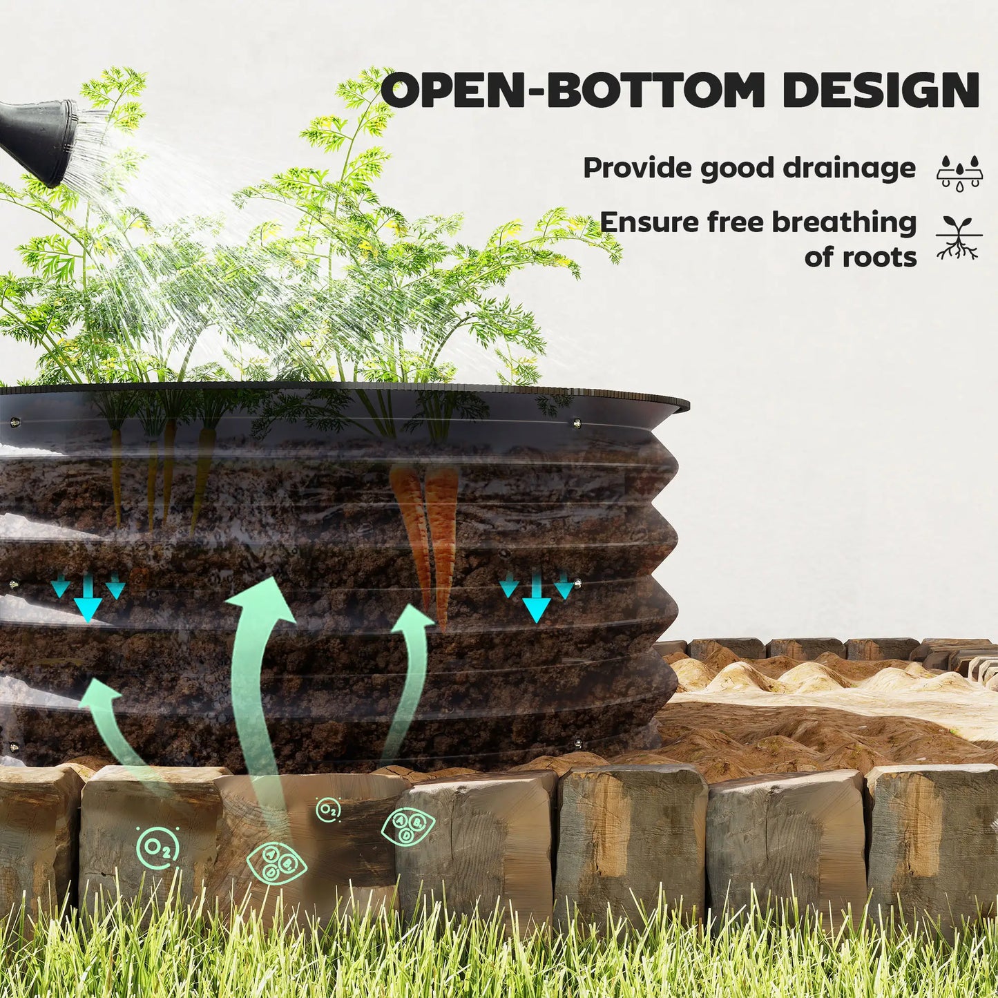 Set of 2 Raised Garden Beds, Metal Planter Box, Easy Assembly, Dark Grey Raised Garden Beds at Gallery Canada