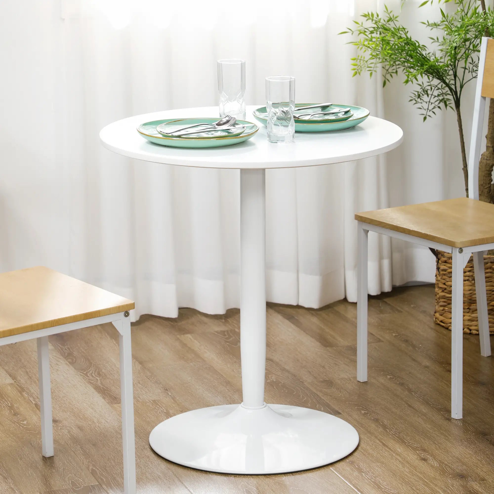 Modern Kitchen Table for 2, Round Dining Table, Steel Base, White Bar Tables & Dining Tables at Gallery Canada