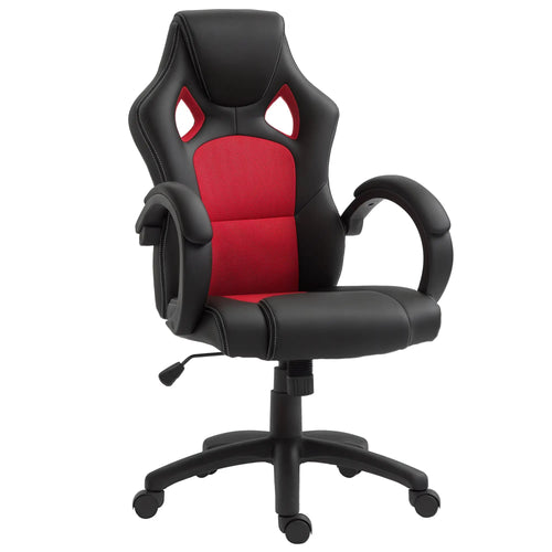 Racing Gaming Chair, Swivel Wheels, Padded Headrest, Tilt Function, Red