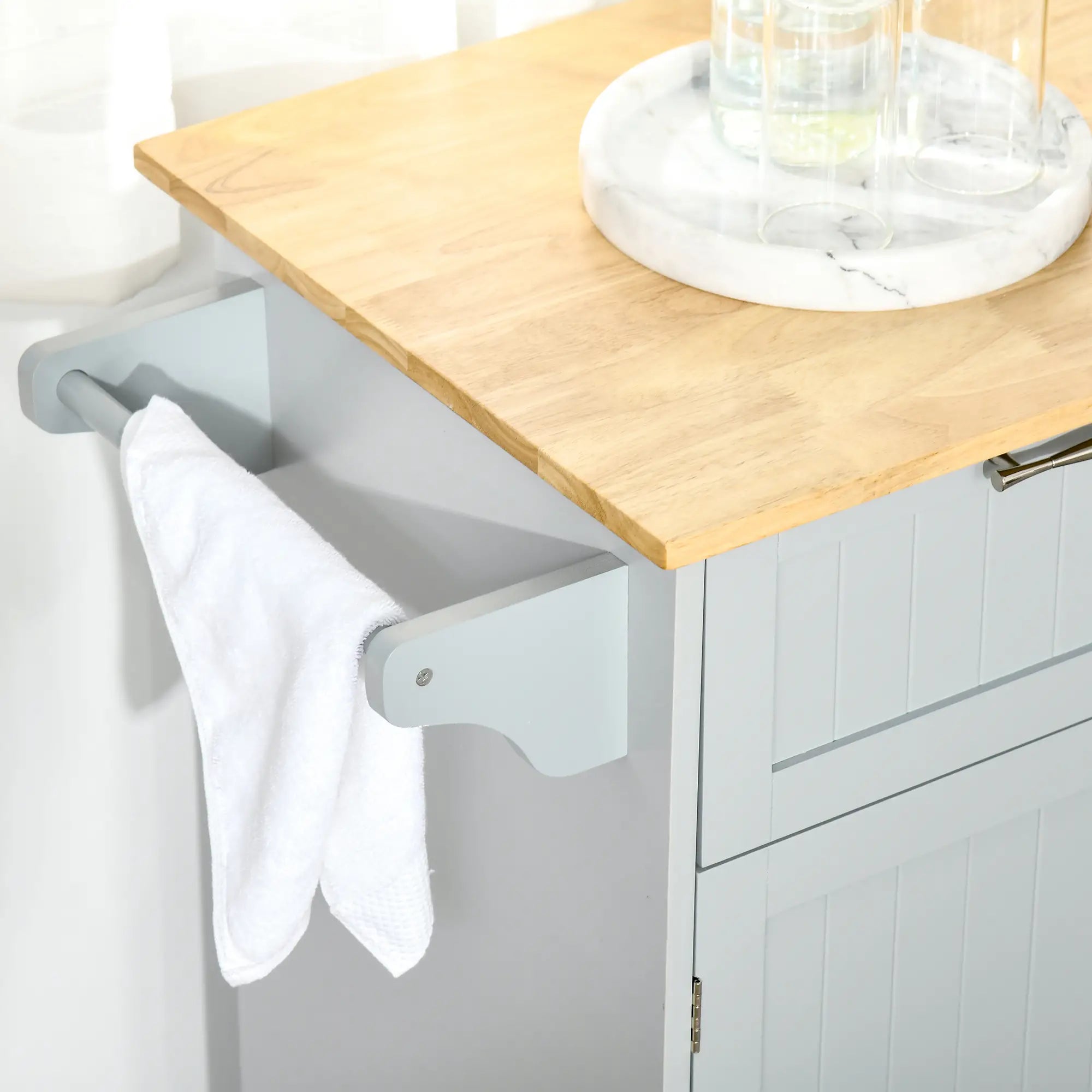 Rolling Kitchen Island, Cart with 2 Drawers, 2 Door Cabinets, 2-Doors, Grey Kitchen Islands & Kitchen Carts at Gallery Canada