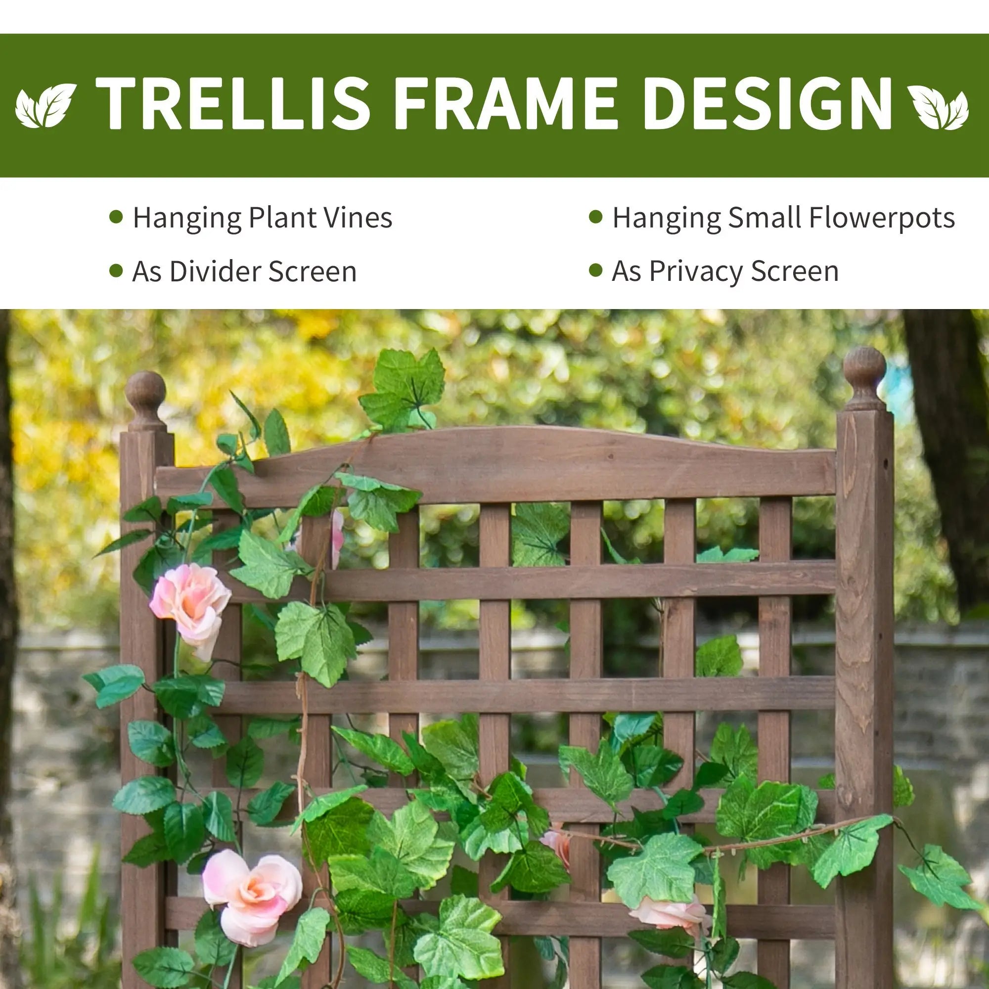 Raised Garden Bed with Trellis, Wood Planter Box, 25.2