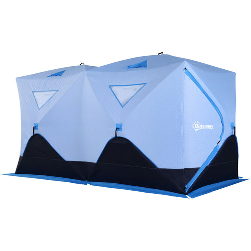 8-Person Insulated Ice Fishing Tent, Ventilation Windows, Carry Bag, -22℉, Blue