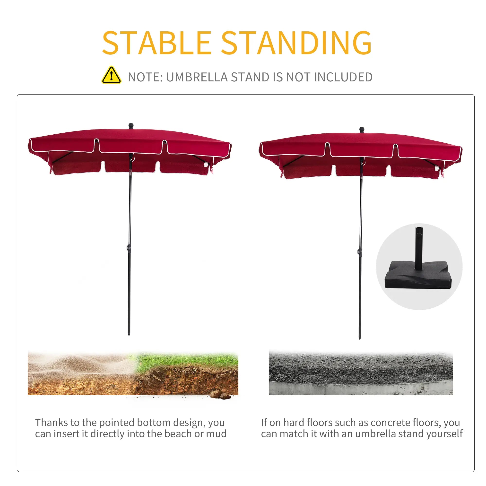 6.5x4ft Rectangle Tilt Adjustable Patio Umbrella, Red Sun Umbrellas at Gallery Canada