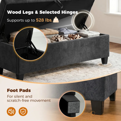 Banc de rangement Ottoman "63" pour lit queen/king, gris foncé