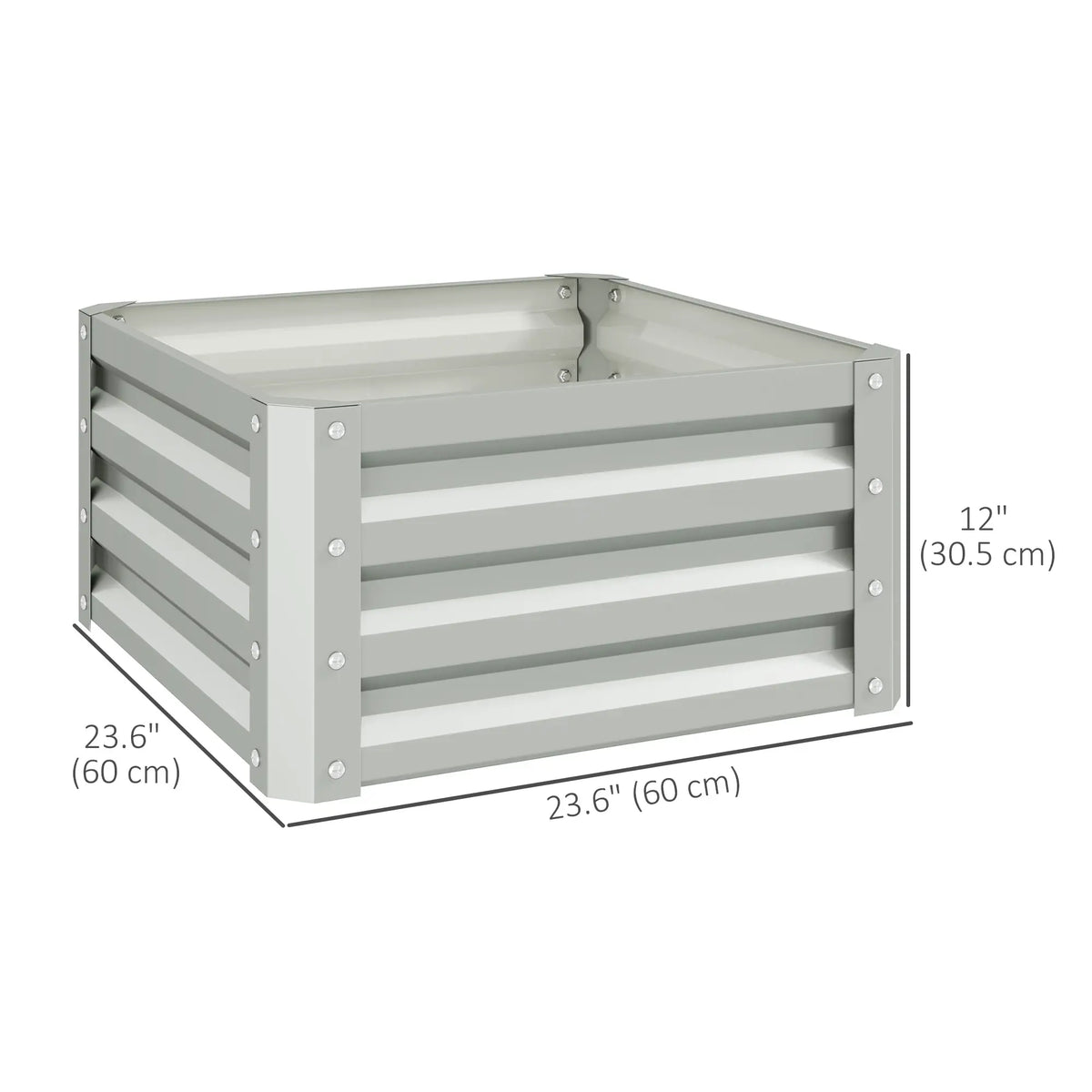2' x 2' x 1' Raised Garden Bed, Galvanised Steel Frame, Light Grey Raised Garden Beds at Gallery Canada