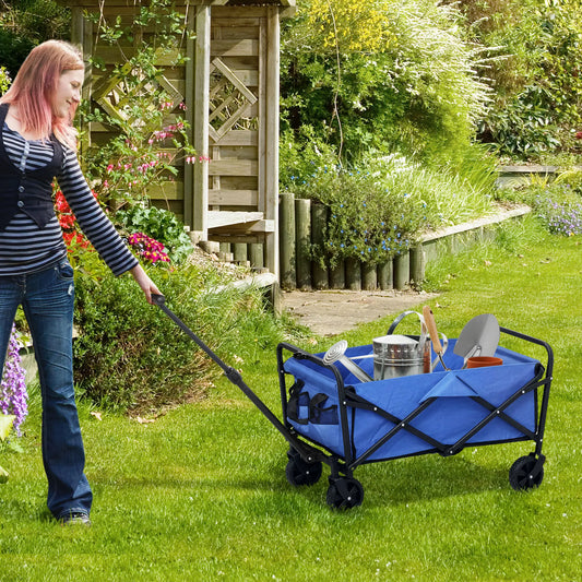 Heavy Duty Collapsible Folding Garden Cart, Universal Wheels, Blue Bike Cargo Trailers Blue at Gallery Canada