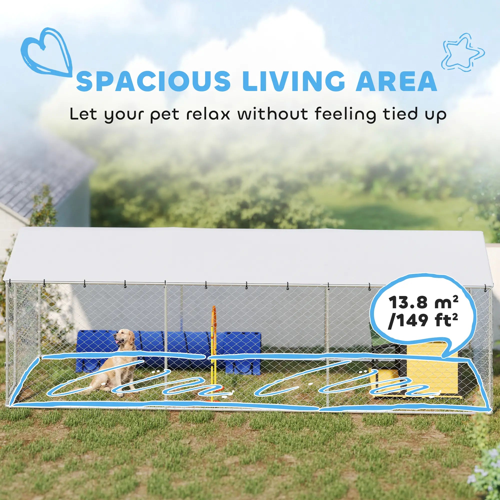 20' X 7.5' X 6.5' Dog Kennel Outdoor, Waterproof Cover, Silver Dog Kennels at Gallery Canada