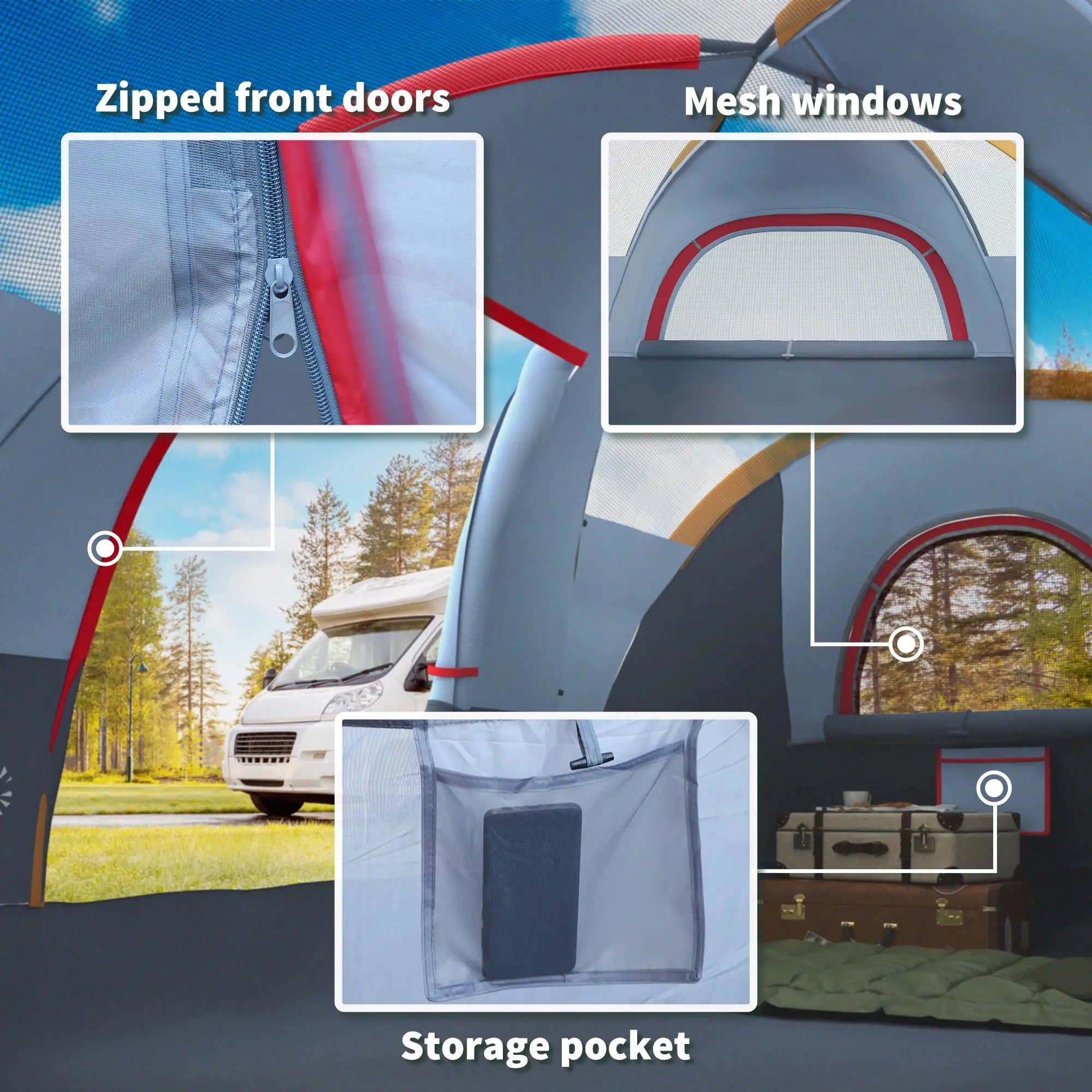 5-6 Person Family Tent, Outdoor Camping Tent, Grey Camping Tents at Gallery Canada