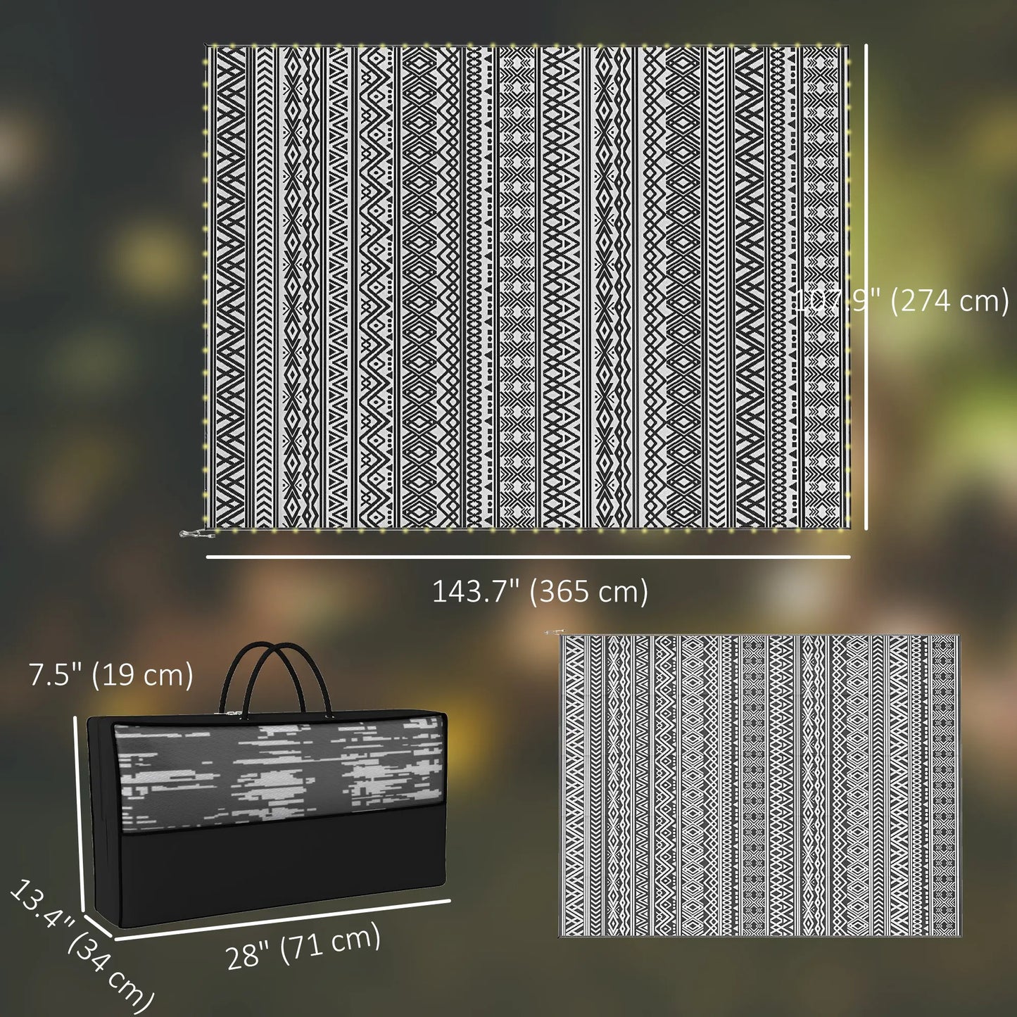 Reversible Outdoor Rug With USB Lights, 12' x 9', Carry Bag For Camping Outdoor Reversible Rugs at Gallery Canada
