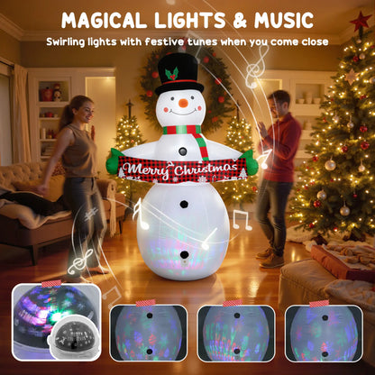 7FT Snowman Inflatable with Motion Music, LED Light Projector Christmas Inflatables at Gallery Canada