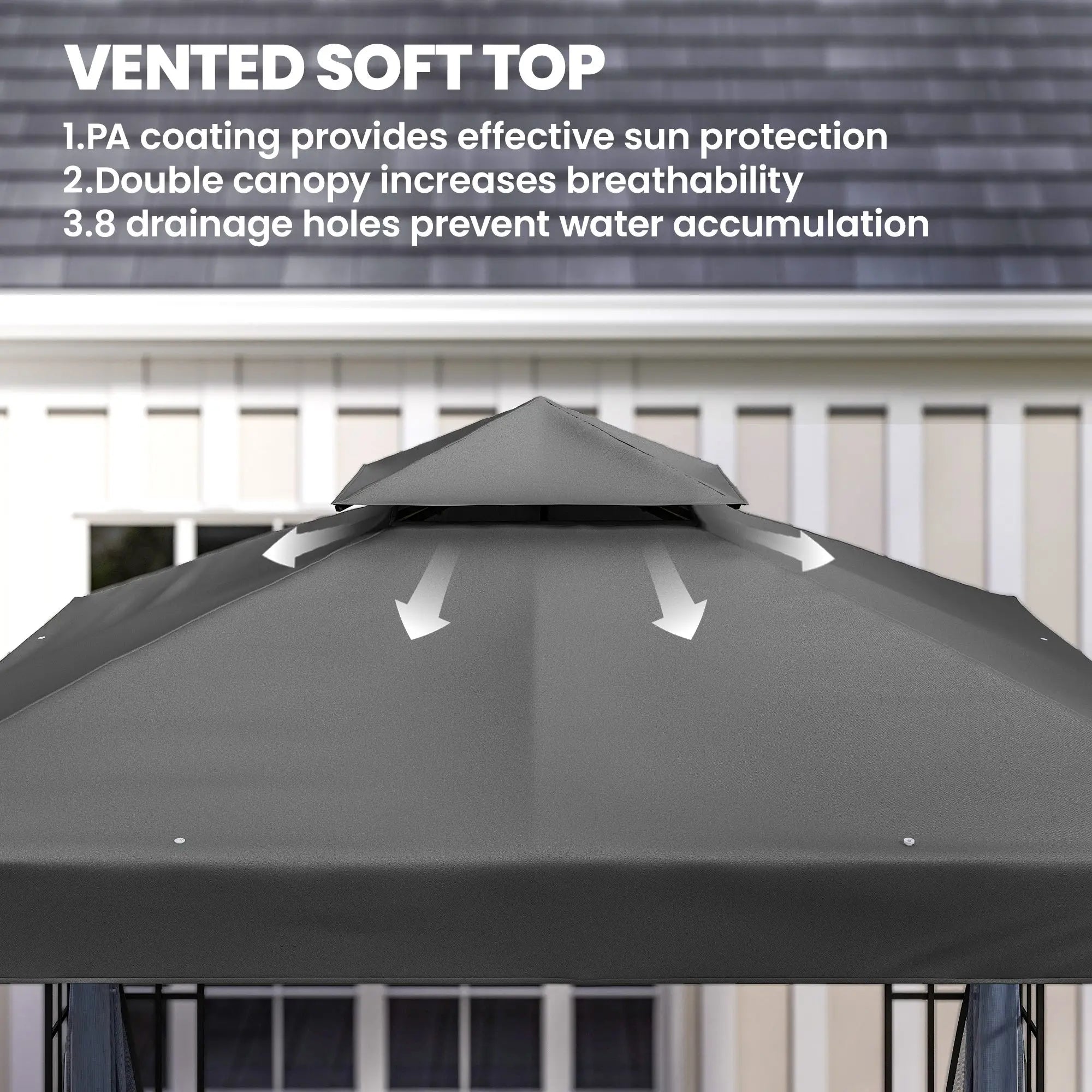 10'x10' Garden Gazebo, Portable Patio Canopy, Dark Grey Gazebos at Gallery Canada