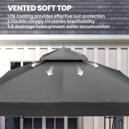 10'x10' Garden Gazebo, Portable Patio Canopy, Dark Grey Gazebos at Gallery Canada