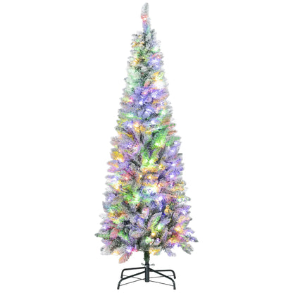 6ft Flocked Christmas Tree, Dual Colour LED Light, 11 Modes, Easy Assembly, Dual Colour Flocked Christmas Trees at Gallery Canada