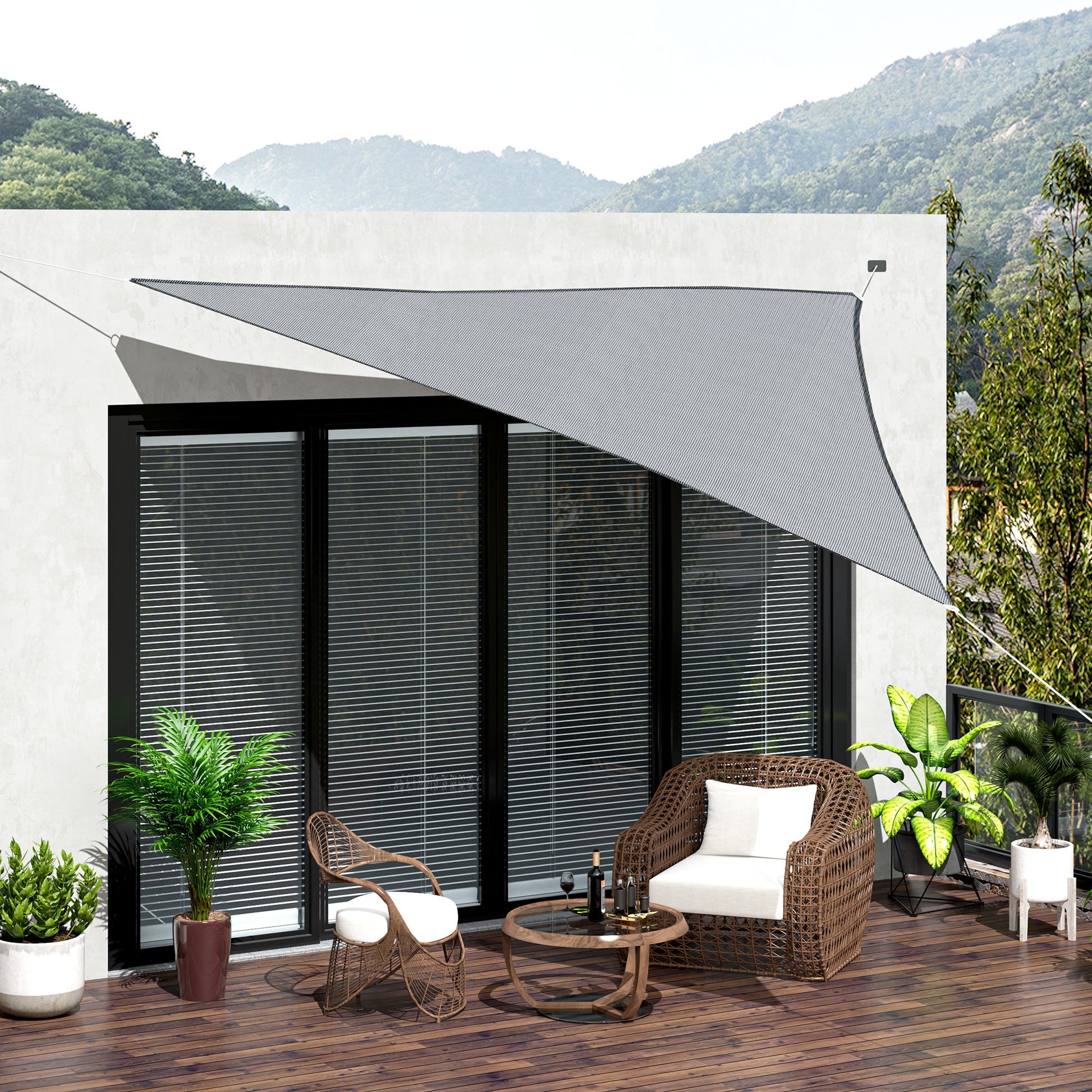 Triangle 12' Canopy Sun Sail Shade Garden Cover UV Protector Outdoor Patio Lawn Shelter with Carrying Bag, Grey at Gallery Canada