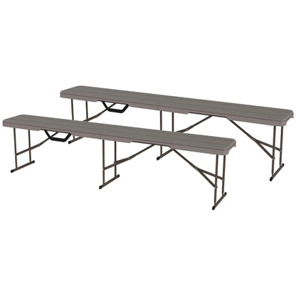 6 ft Plastic Bench Seat, Foldable, Portable, Distressed Brown, Brown Garden Accessories Distressed Brown at Gallery Canada