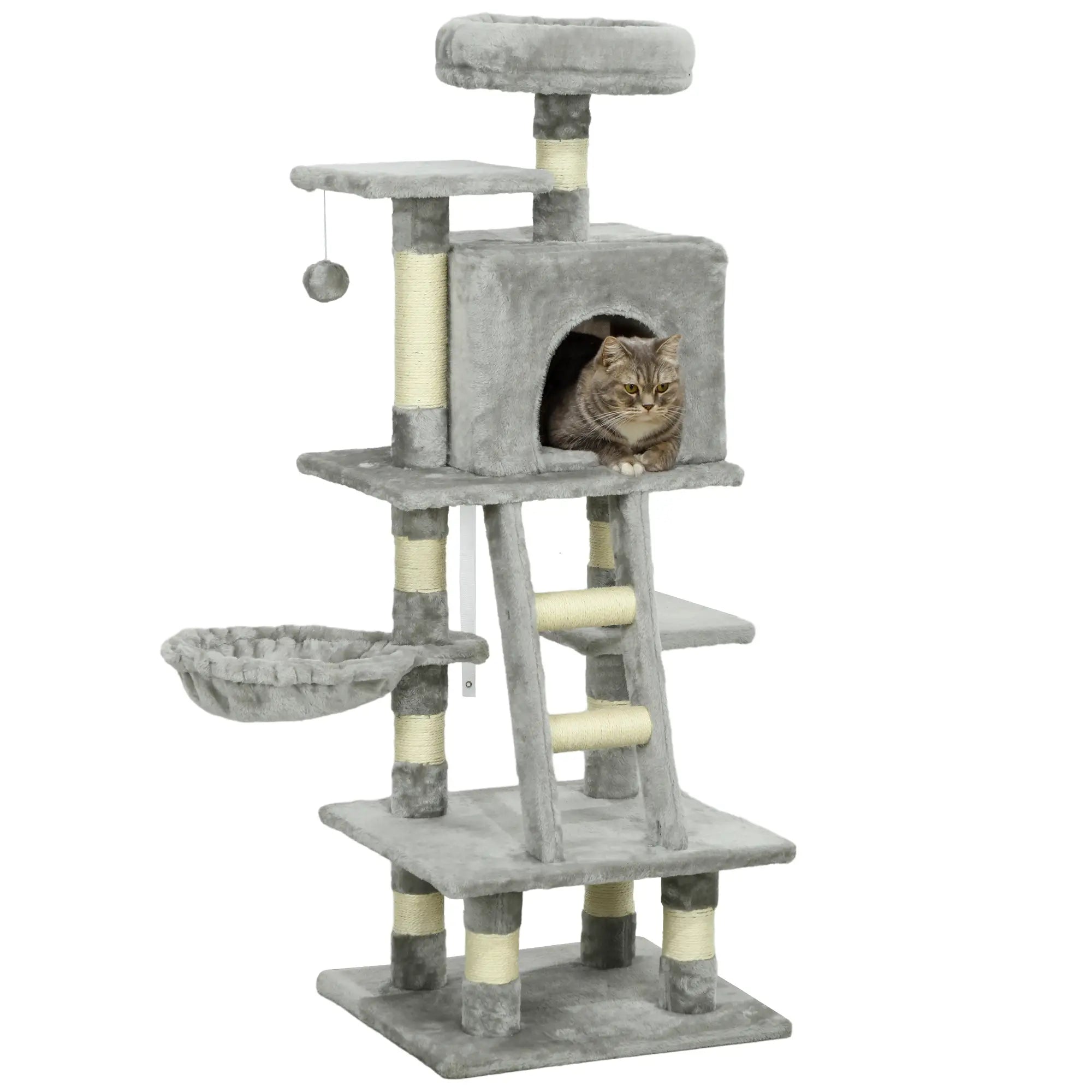 49 Inch Cat Tree for Indoor Cats, Light Grey Cat Towers at Gallery Canada