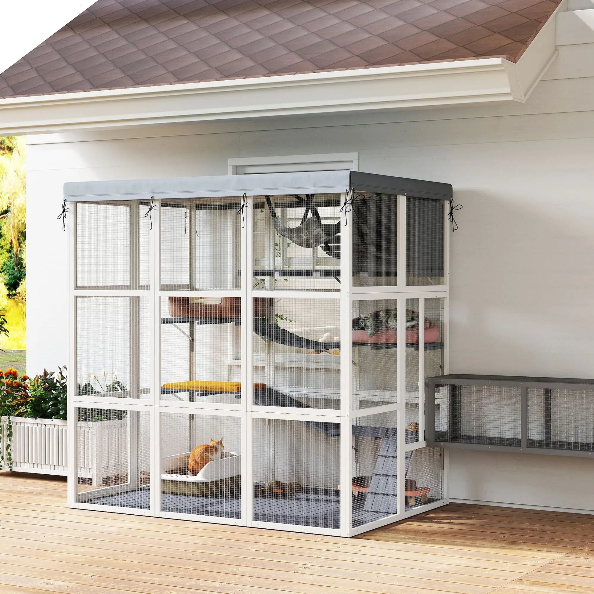 71" Catio Outdoor Cat Enclosure, Weatherproof Tarp, Hammock, Condo, Platforms Outdoor Cat Enclosures at Gallery Canada