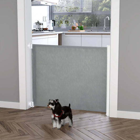 Retractable Pet Safety Gate, Flexible for Stairways Doorways, Grey Houses, Kennels & Pens Grey at Gallery Canada