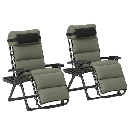 Reclining Zero Gravity Chair, Adjustable Backrest, Folding Sun Lounger, Removable Cushion, Grey Lounger Chairs at Gallery Canada