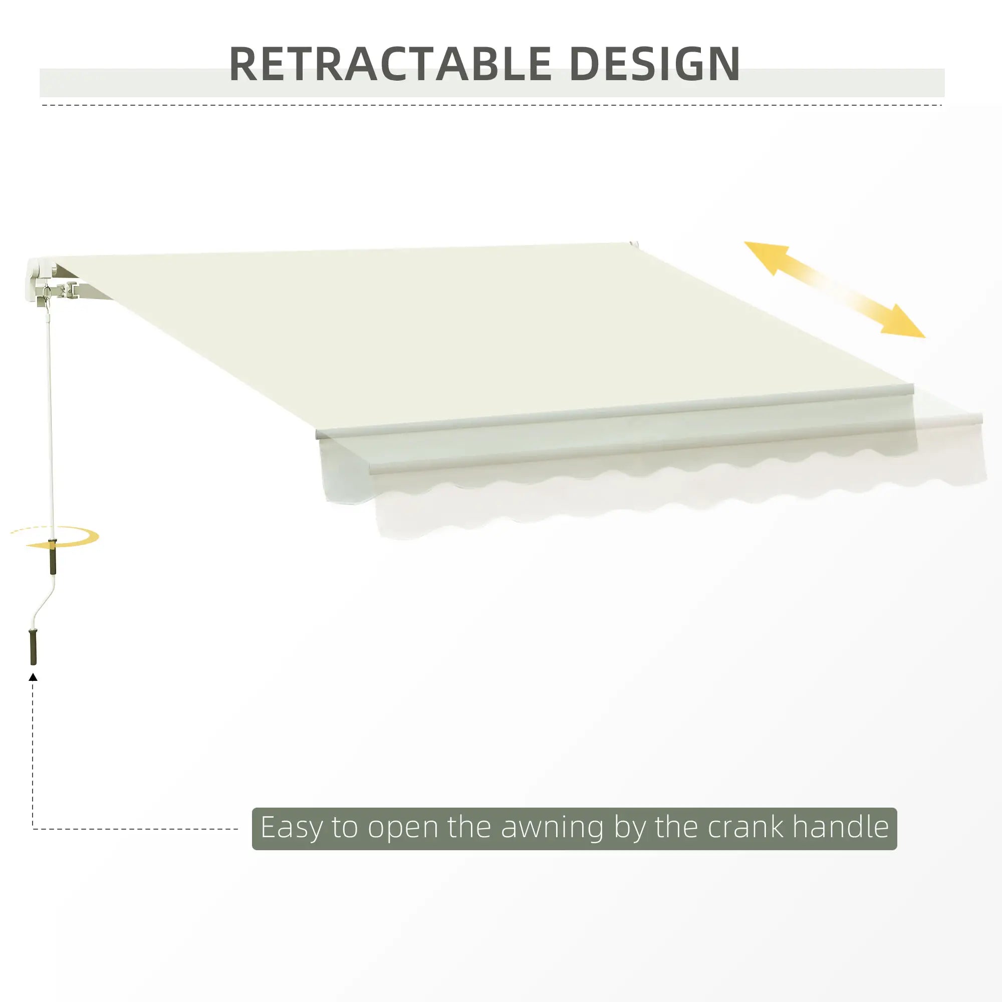 10' x 8' Manual Retractable Awning, Sun Shade Canopy, Aluminum Frame, UV Protection, Cream White Deck Awnings at Gallery Canada